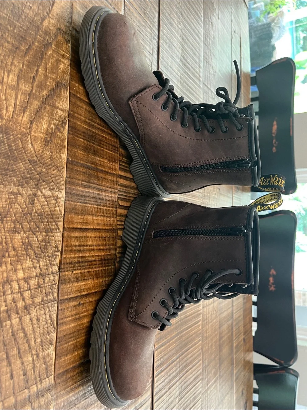 Dr. Martens Kids Brown Lace-Up Leather Ankle Boots